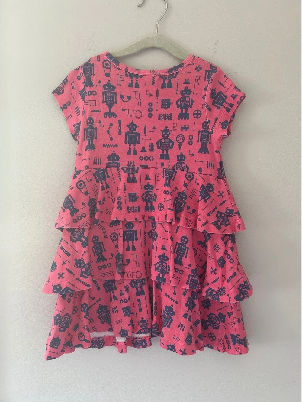 Piccolina 100% CottonTiered Robot Print Dress Size 2T